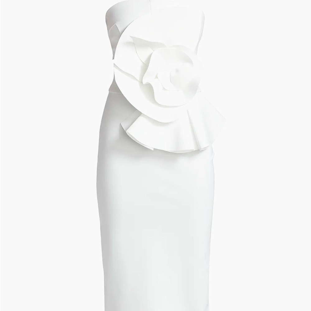 NWT Chiara Boni Hebe Strapless Ruffle Sheath Dress